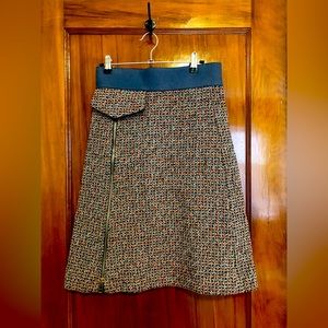 Chloe Blue, White, & Orange Tweed Skirt Sz 2